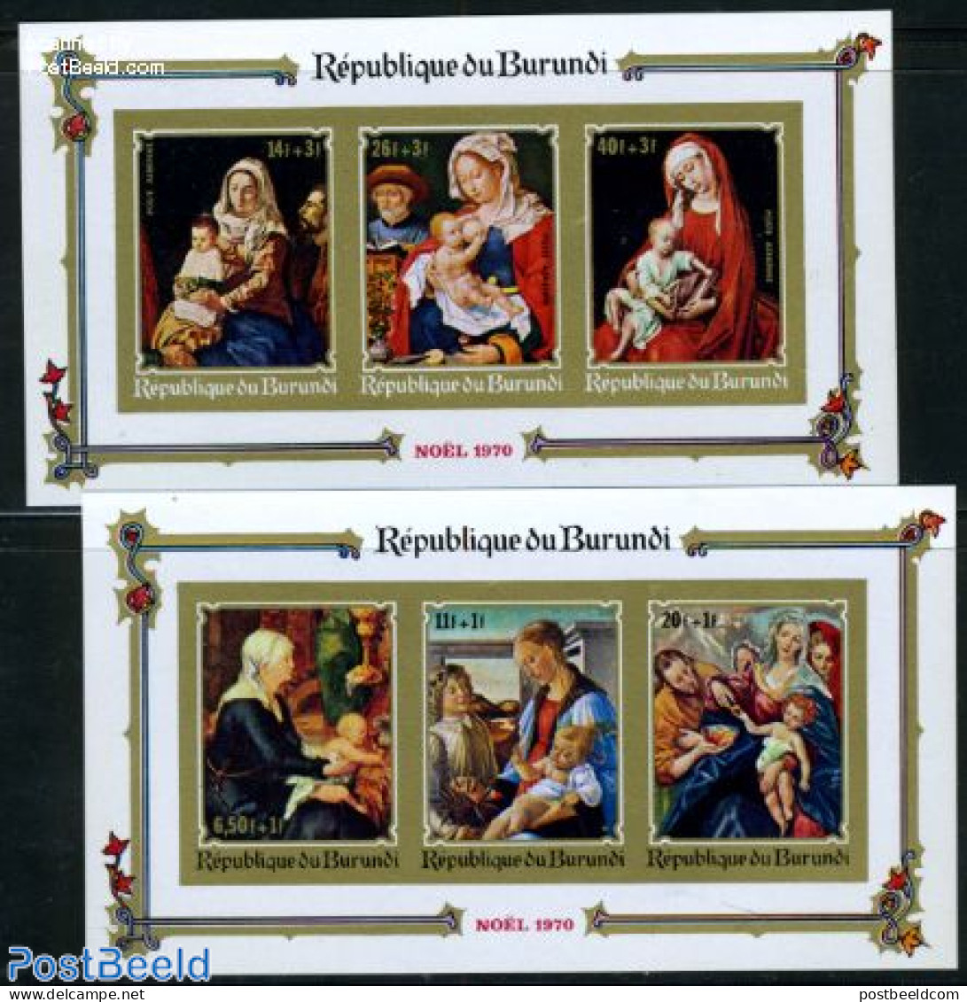 Burundi 1970 Christmas 2 S/s Imperforated, Mint NH, Religion - Christmas - Religion - Dürer, Albrecht - Paintings - Christmas