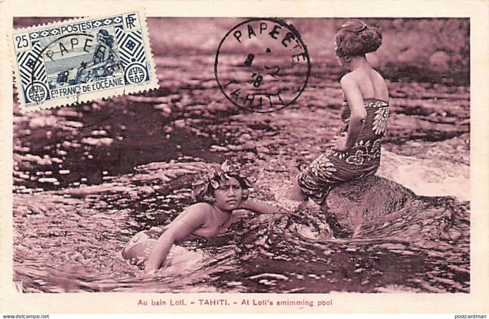 TAHITI - Au Bain Loti - Femmes Polynésiennes - CARTE MAXIMUM - MAXIMUM CARD - Ed. G. Spitz  - Polynésie Française