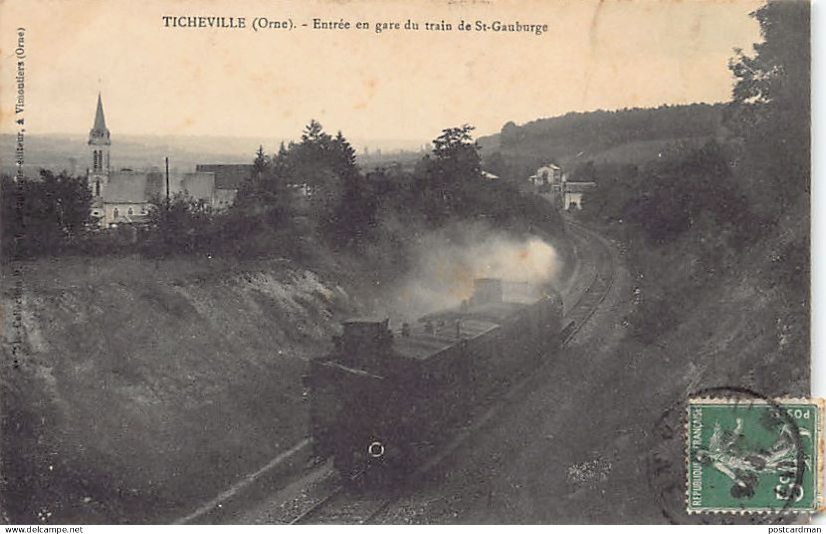 France - TICHEVILLE (61) Entrée Den Gare Du Train De St-Gauburge - Ed. P. Binel 751 - Other & Unclassified