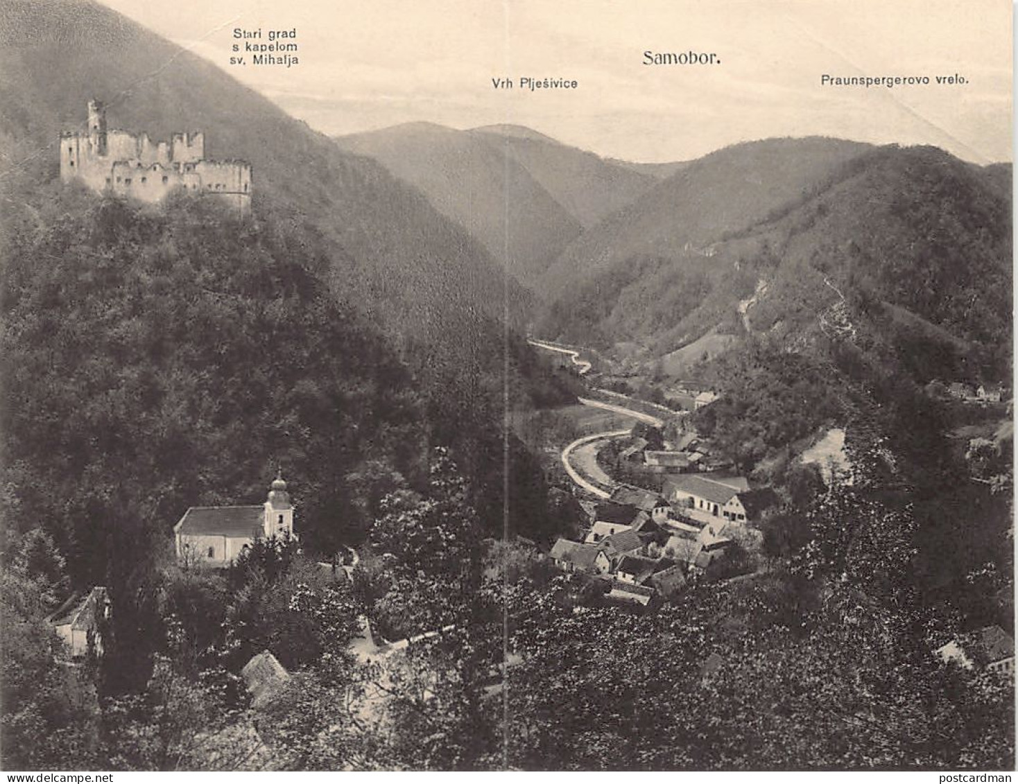 Croatia - SAMOBOR - General View - DOUBLE POSTCARD See Scans For Condition - Publ. M. Novak 8684 - Croatie