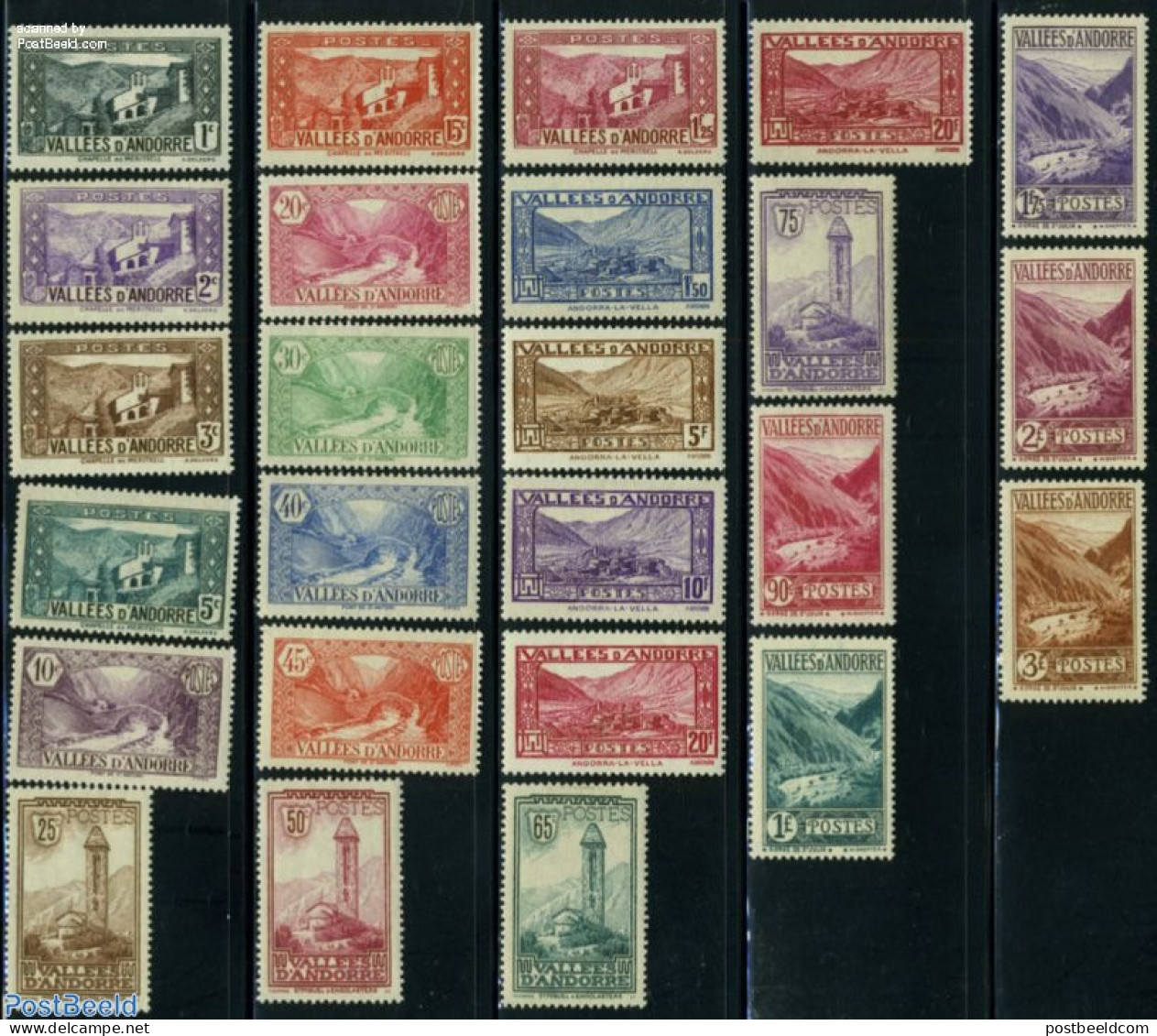 Andorra, French Post 1932 Definitives 25v, Unused (hinged), Religion - Churches, Temples, Mosques, Synagogues - Art - .. - Neufs