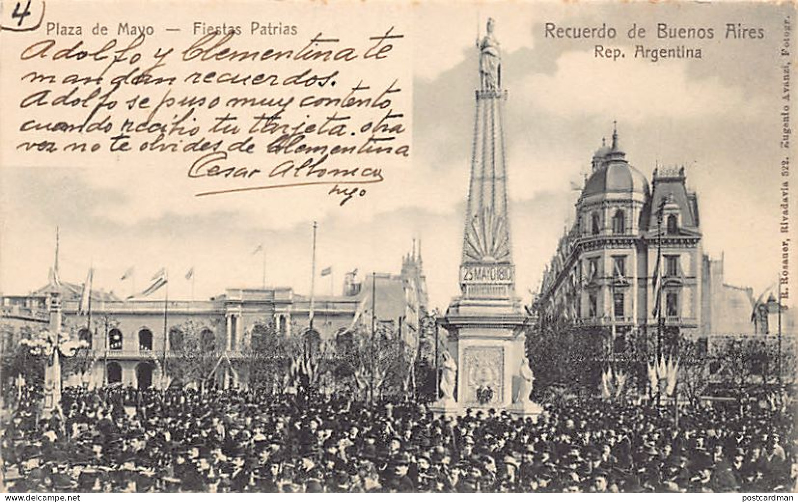 Argentina - BUENOS AIRES - Plaza De Mayo - Fiestas Patrias - Ed. R. Rosauer 5 - Argentine