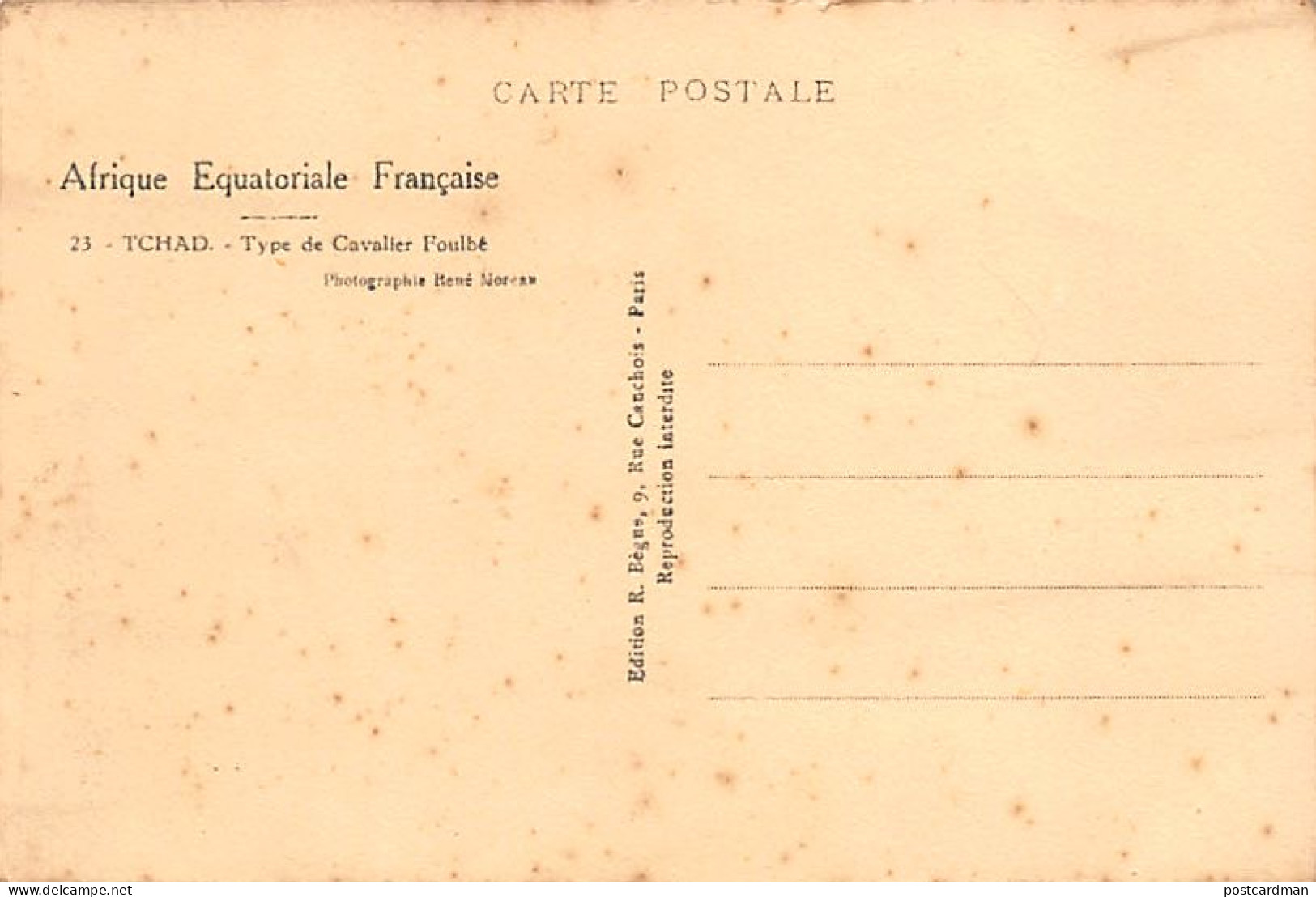 Tchad - Type De Cavalier Foulbé - Ed. R. Bègue 23 - Tchad