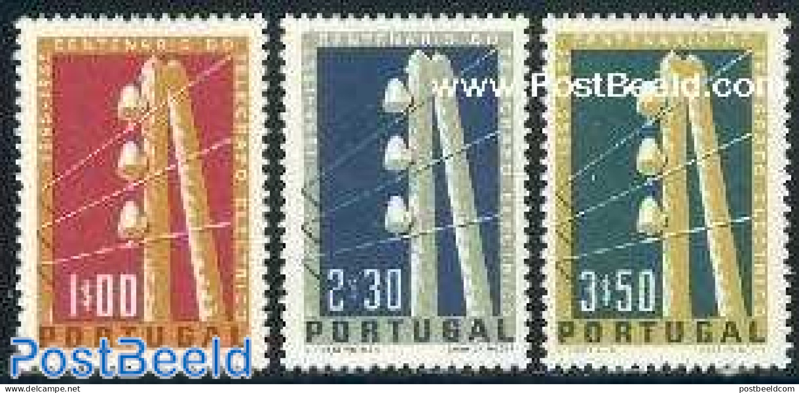 Portugal 1955 Telegraph Centenary 3v, Mint NH, Science - Telecommunication - Unused Stamps
