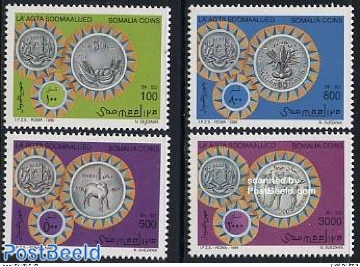 Somalia 1996 Coins 4v, Mint NH, Various - Money On Stamps - Coins