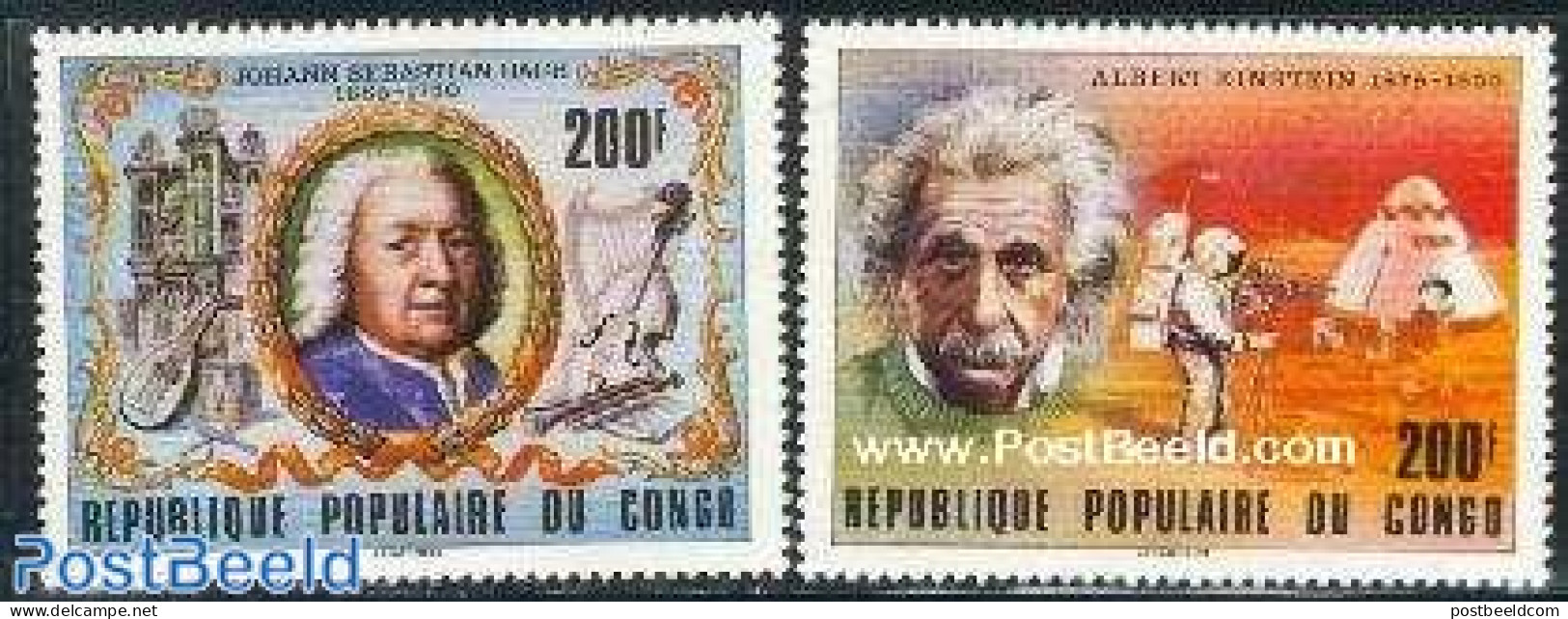 Congo Republic 1979 J.S. Bach, A. Einstein 2v, Mint NH, History - Performance Art - Science - Transport - Nobel Prize .. - Prix Nobel