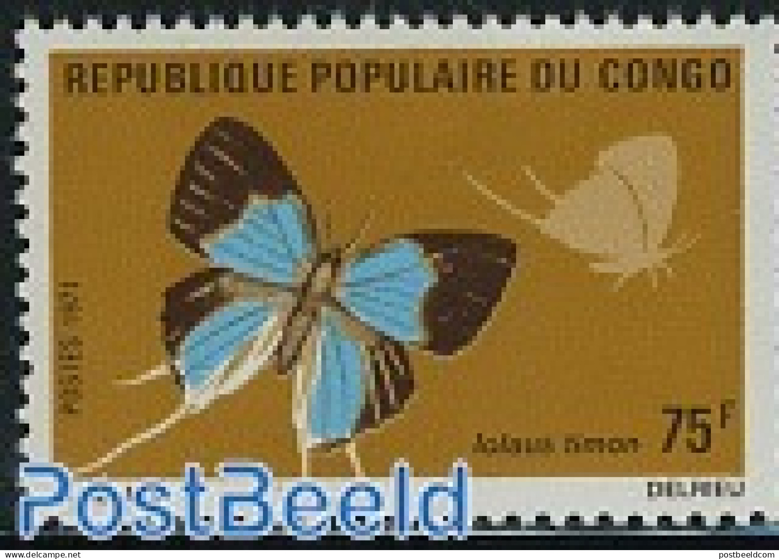 Congo Republic 1971 75F, Stamp Out Of Set, Mint NH, Nature - Butterflies - Other & Unclassified