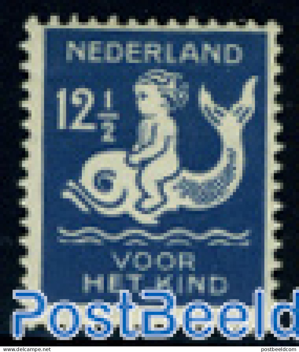 Netherlands 1929 12.5+3.5c, Child On Dolphin, Stamp Out Of Set, Unused (hinged), Nature - Fish - Unused Stamps