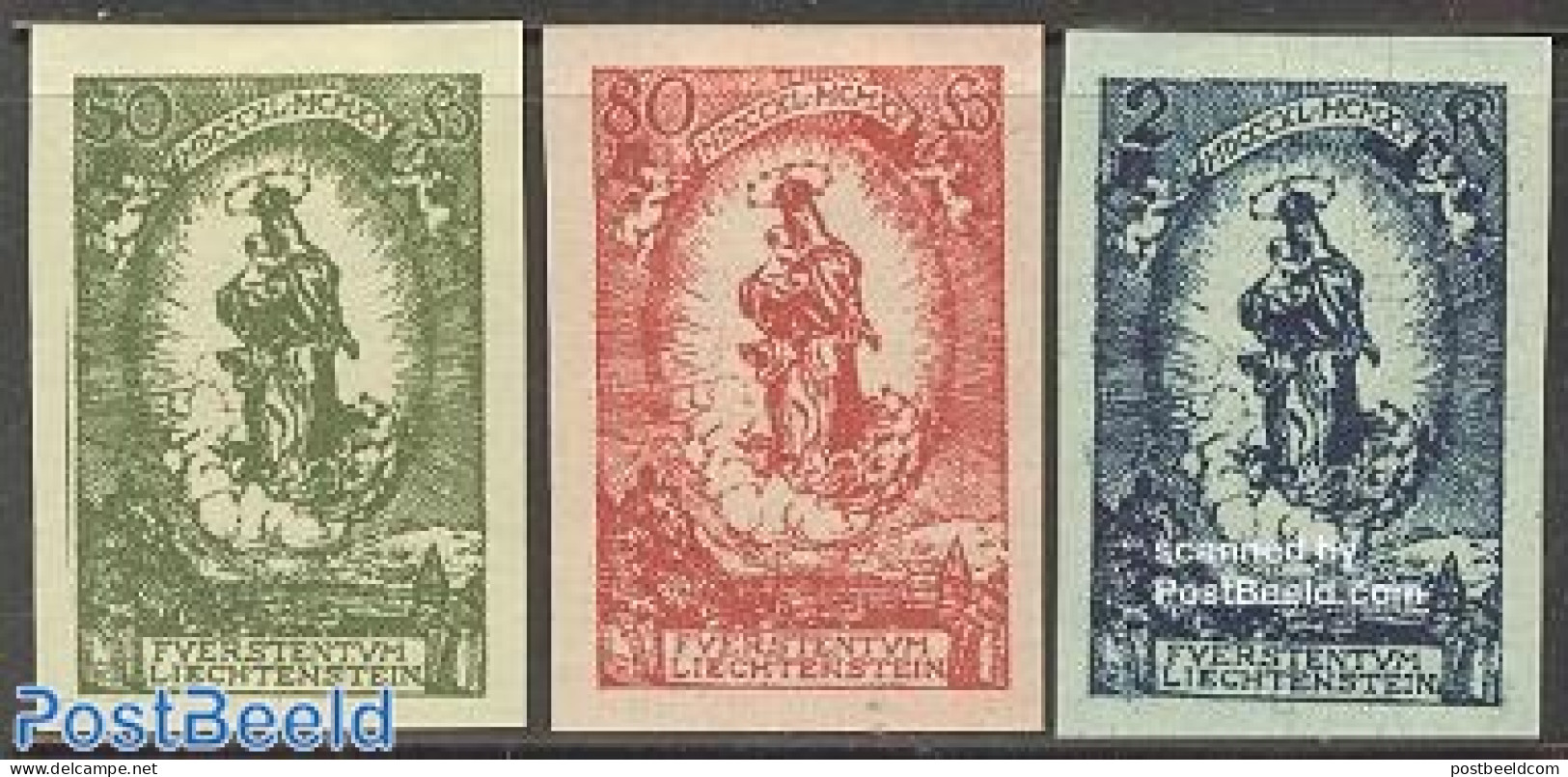 Liechtenstein 1920 Prince Johann II 3v Imperforated, Unused (hinged), Religion - Religion - Ongebruikt