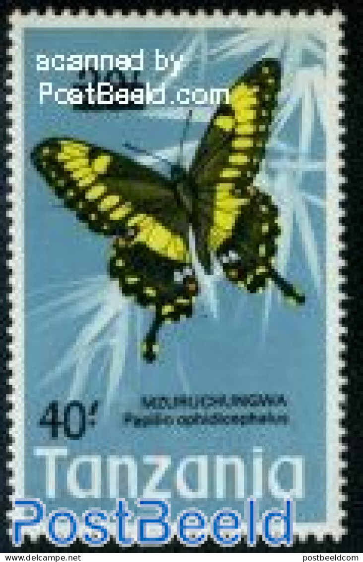 Tanzania 1975 40Sh @ 20Sh Overprint, Stamp Out Of Set, Mint NH, Nature - Butterflies - Tanzanie (1964-...)