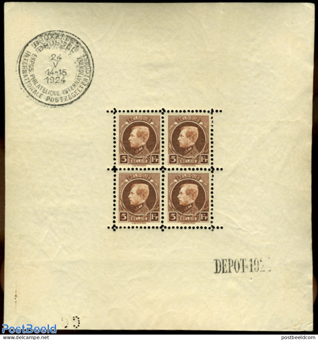 Belgium 1924 Int. Expo Brussels S/s (always Cancelled On Border, Unused (hinged), Philately - Neufs