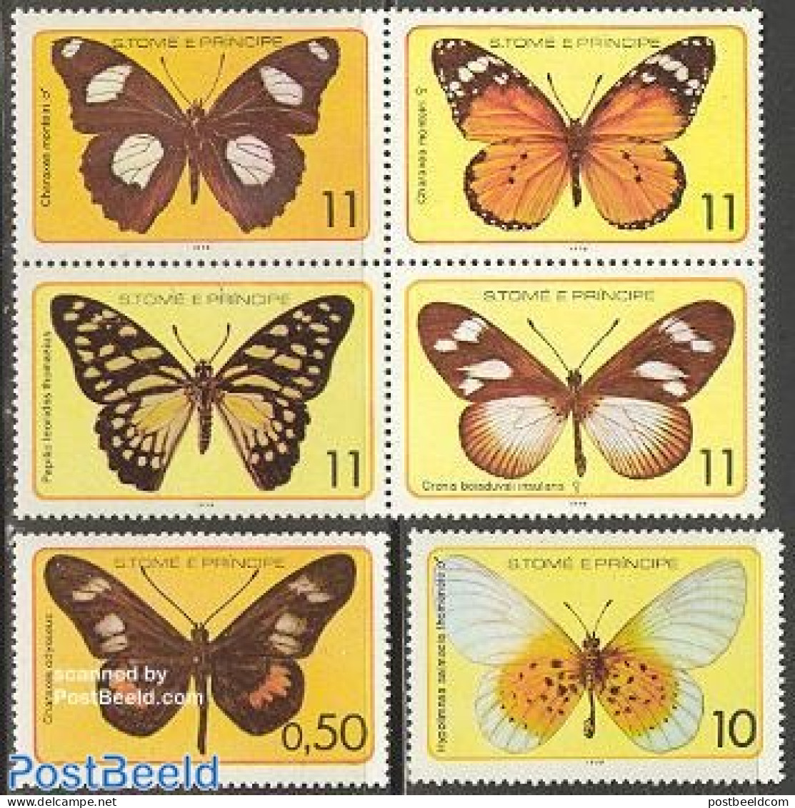 Sao Tome/Principe 1979 Butterflies 6v (2v+[+]), Mint NH, Nature - Butterflies - Sao Tome And Principe