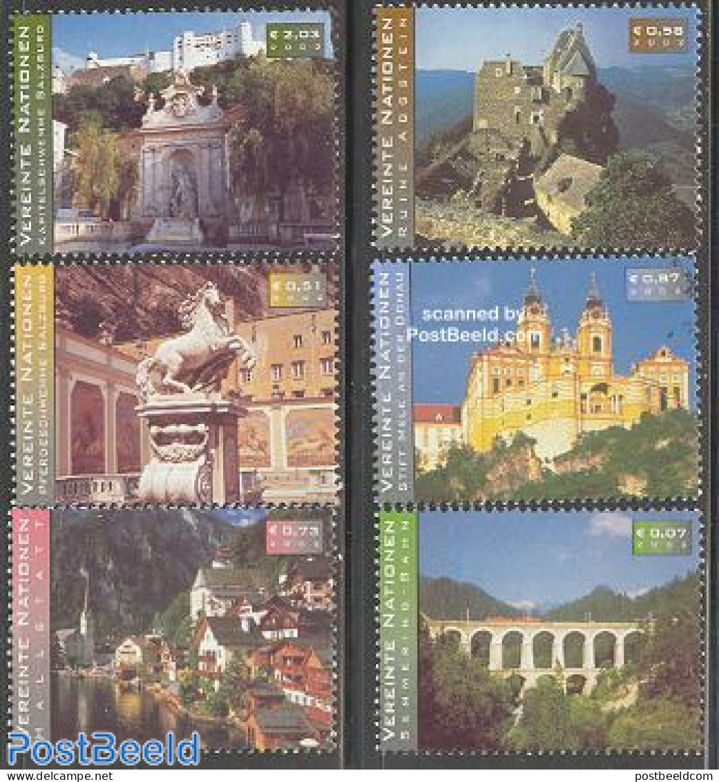 United Nations, Vienna 2002 Definitives, Tourism 6v, Mint NH, History - Nature - Religion - Transport - World Heritage.. - Churches & Cathedrals