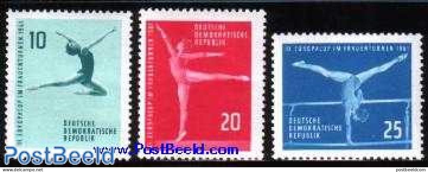 Germany, DDR 1961 Gymnastics 3v, Mint NH, Sport - Gymnastics - Sport (other And Mixed) - Ungebraucht