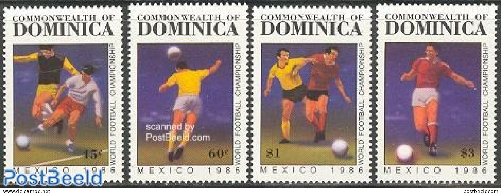 Dominica 1986 World Cup Football Mexico 4v, Mint NH, Sport - Football - Dominicaine (République)