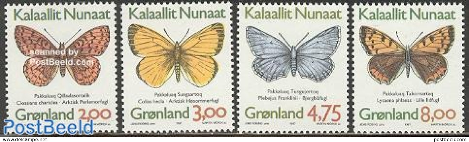 Greenland 1997 Butterflies 4v Phosphor (from Sheet), Mint NH, Nature - Butterflies - Ungebraucht