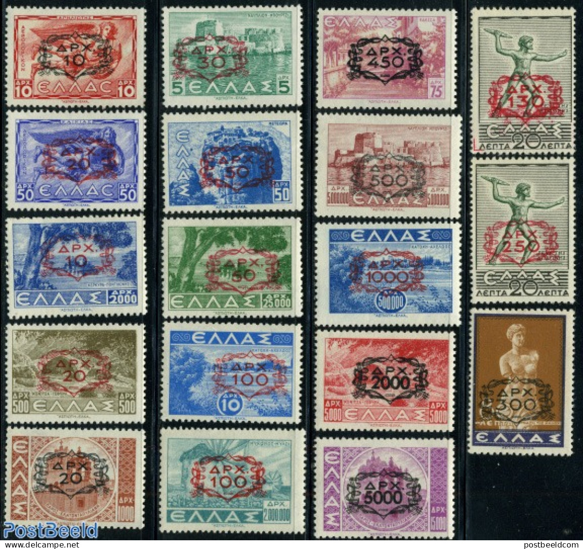 Greece 1946 Overprints 18v, Mint NH - Nuevos