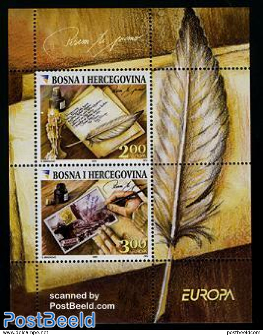 Bosnia Herzegovina 2008 Europa, Letter Writing S/s, Mint NH, History - Europa (cept) - Post - Stamps On Stamps - Art -.. - Poste