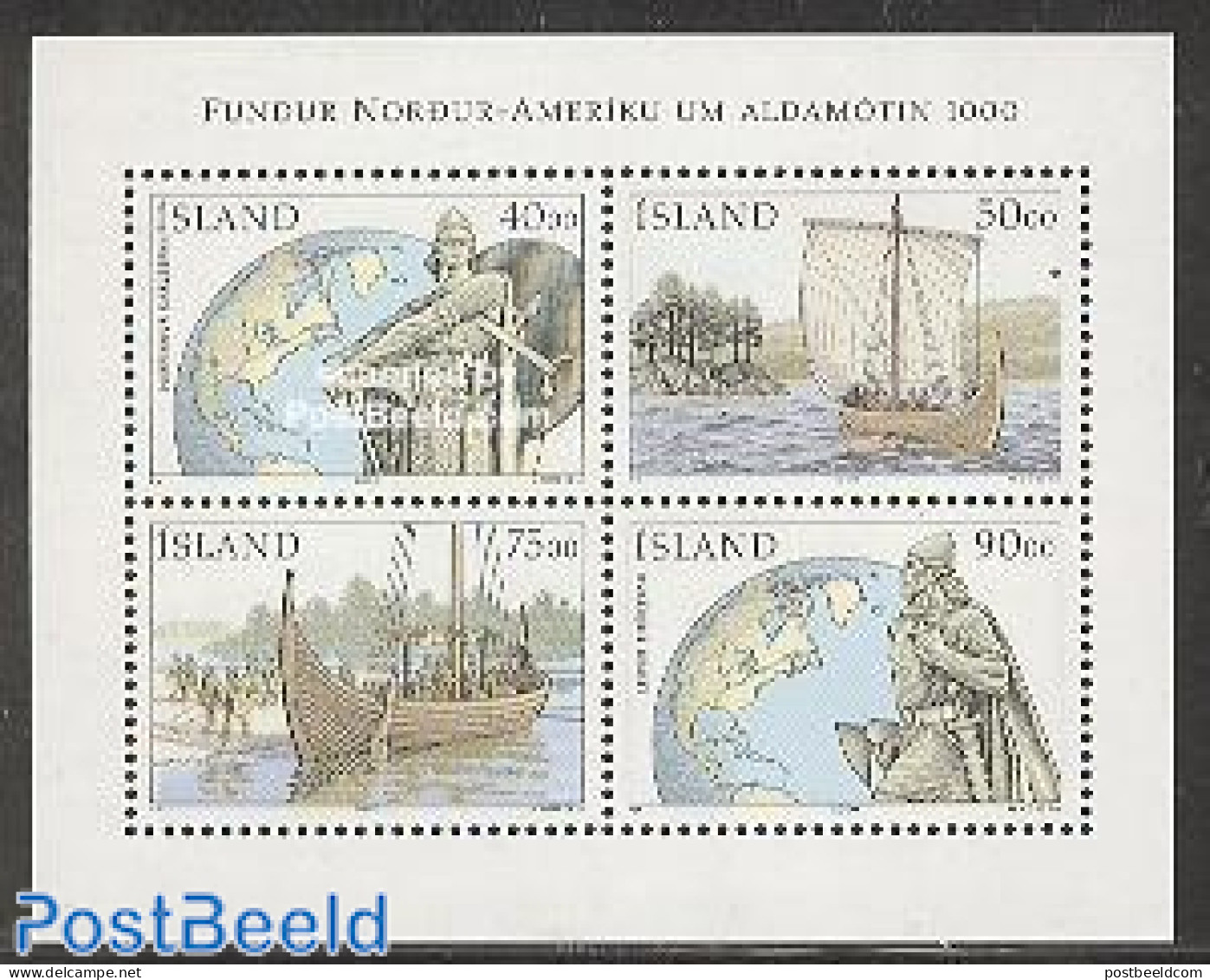 Iceland 2000 Discovery Of America S/s, Mint NH, History - Transport - Various - Explorers - History - Ships And Boats .. - Ungebraucht