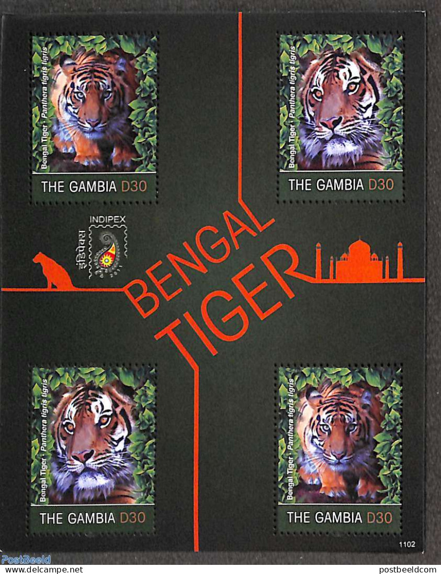 Gambia 2011 Bengal Tiger 4v M/s, Mint NH, Nature - Animals (others & Mixed) - Cat Family - Gambie (...-1964)
