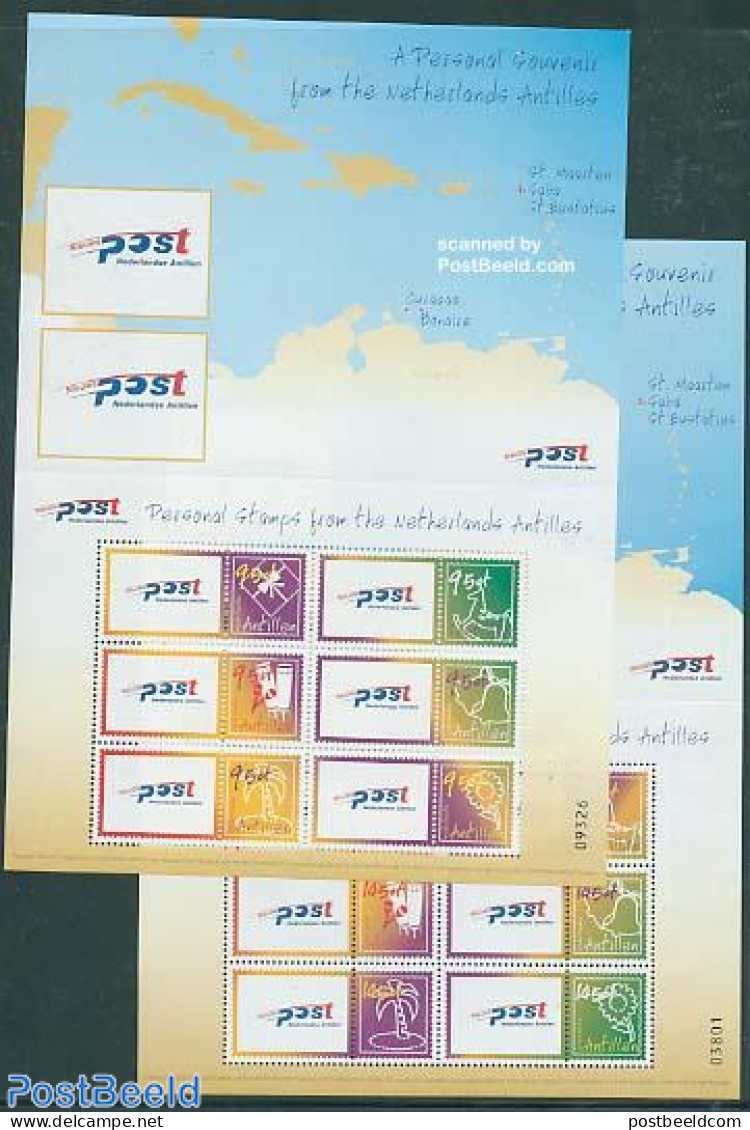 Netherlands Antilles 2003 Personal Stamps 2x6v M/s, Mint NH, Performance Art - Various - Music - Maps - Musik