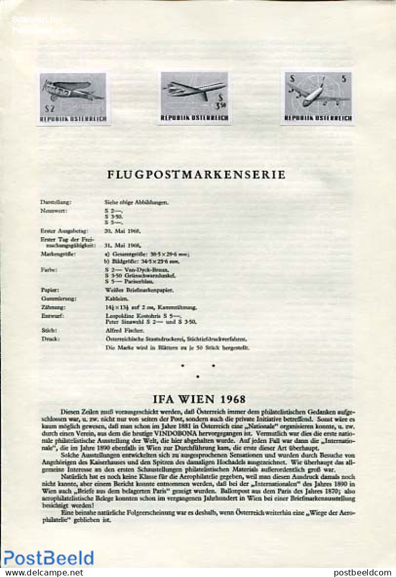 Austria 1968 AIRMAIL EXP. 3 BLACKPRINT, Mint NH, Transport - Philately - Aircraft & Aviation - Unused Stamps