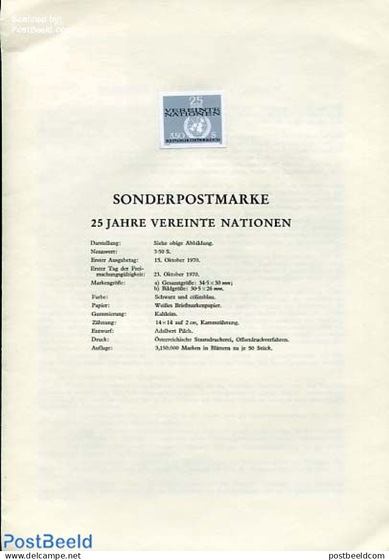 Austria 1970 UNITED NATIONS BLACKPRINT, Mint NH, History - United Nations - Nuevos