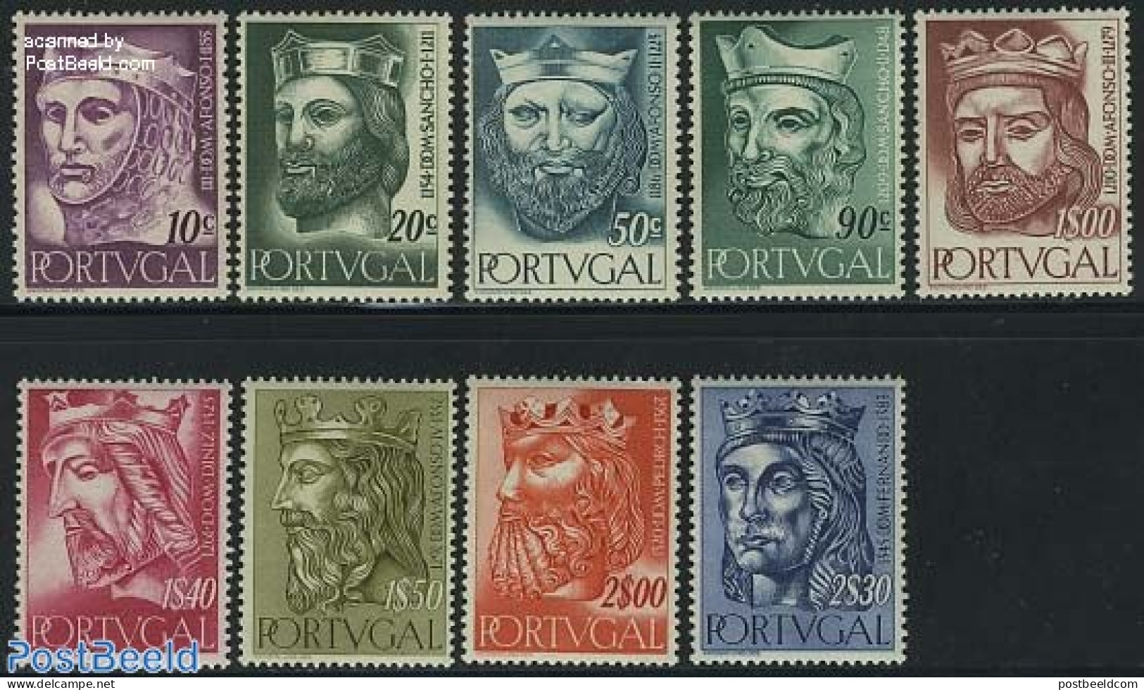 Portugal 1955 First Dynasty Kings 9v, Mint NH, History - Kings & Queens (Royalty) - Neufs