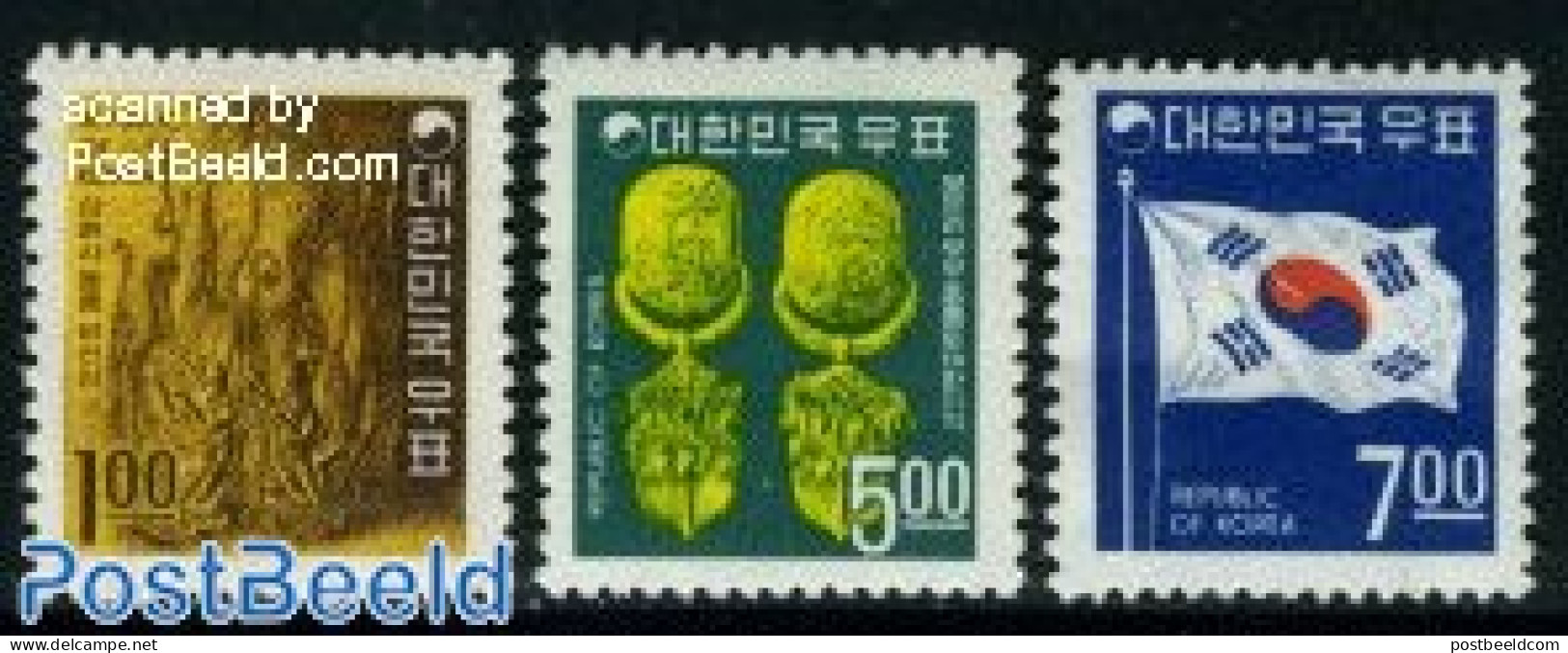 Korea, South 1968 Definitives 3v, Mint NH, History - Flags - Korea, South