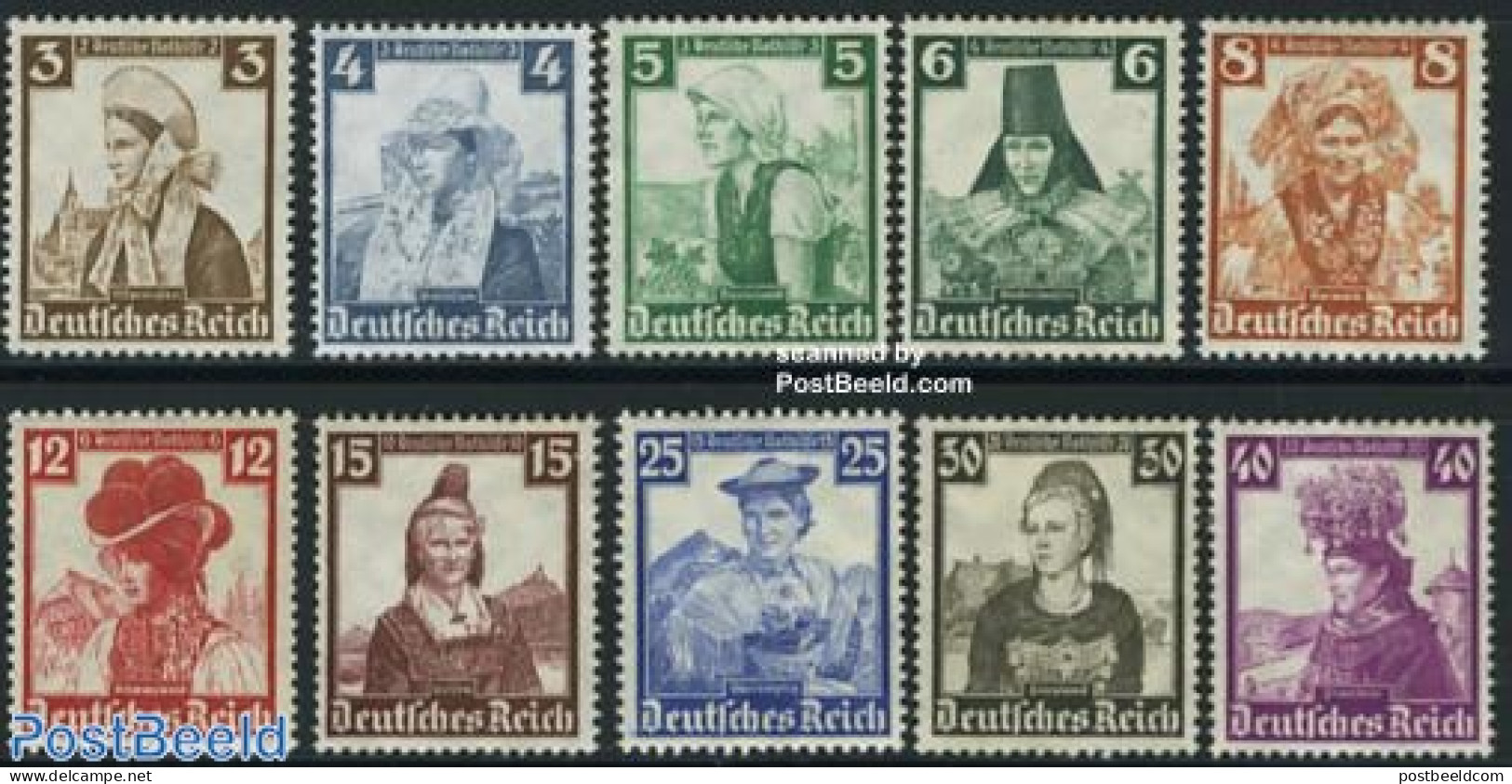 Germany, Empire 1935 Winter Aid, Costumes 10v, Mint NH, Various - Costumes - Neufs
