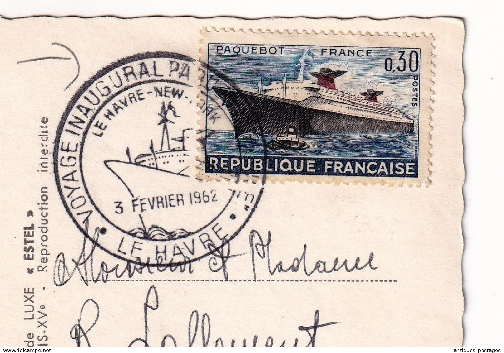 Paquebot France 3 Février 1962 Paris Voyage Inaugural Compagnie Générale Transatlantique  Le Havre New York French Line - Lettres & Documents