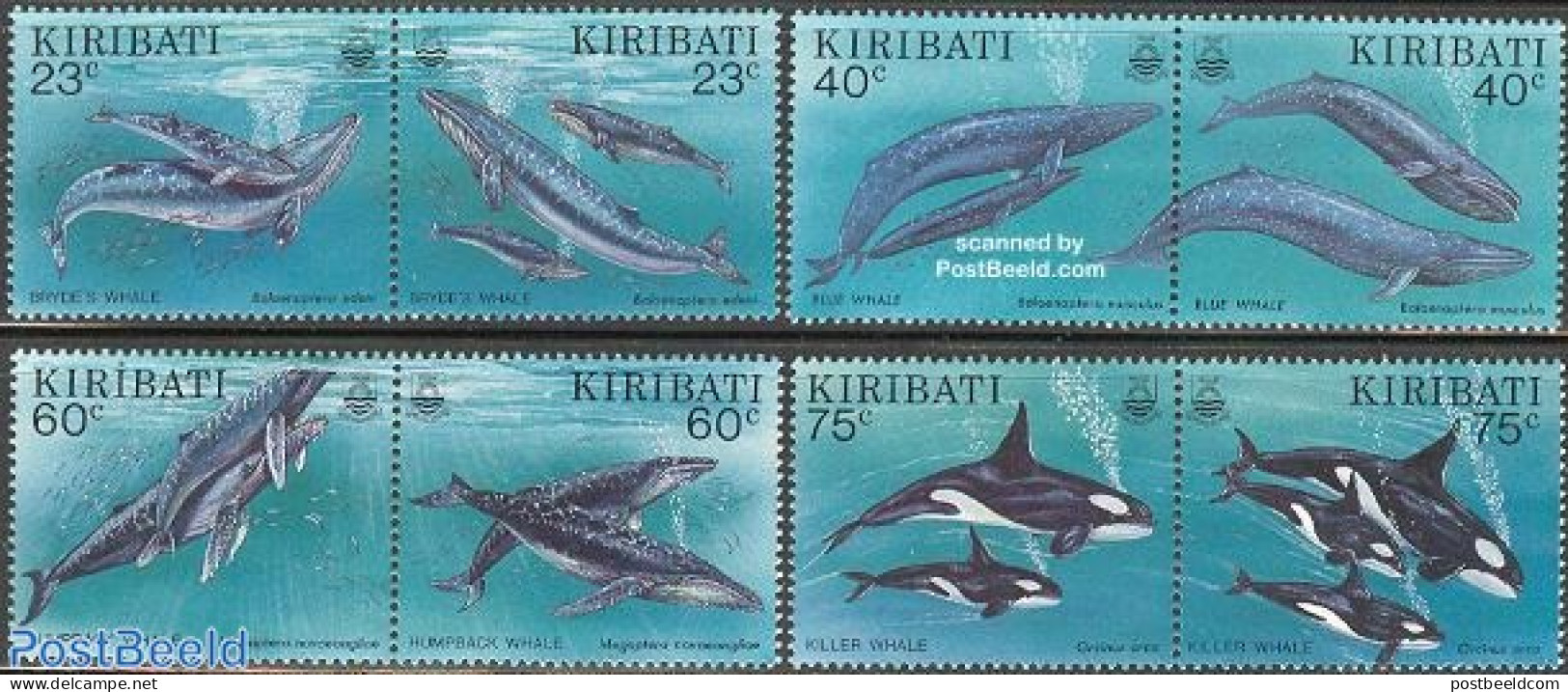 Kiribati 1994 Whales 4x2v [:], Mint NH, Nature - Sea Mammals - Kiribati (1979-...)