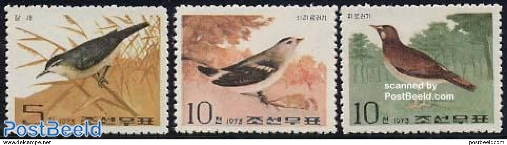 Korea, North 1973 Song Birds 3v, Mint NH, Nature - Birds - Corée Du Nord