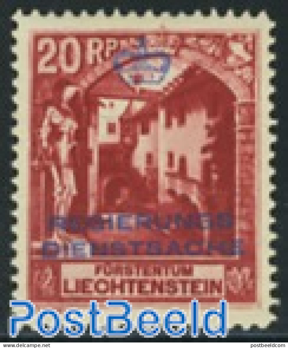 Liechtenstein 1932 20Rp, On Service, Perf. 11.5, Stamp Out Of Set, Mint NH - Other & Unclassified