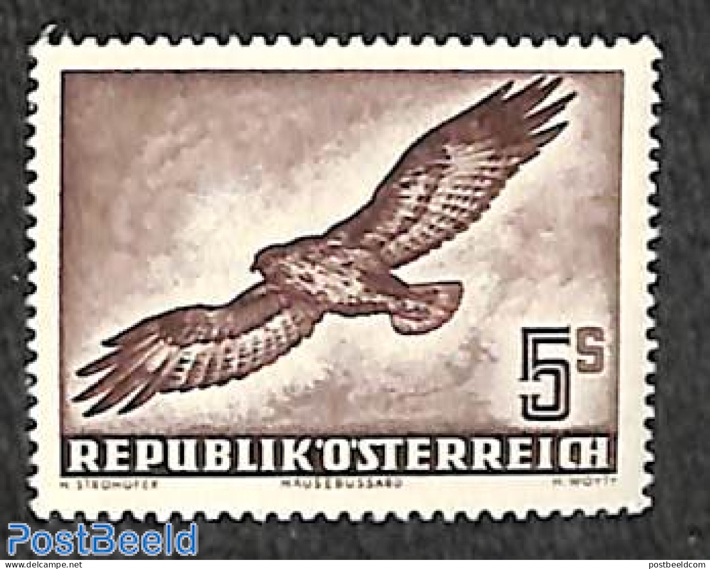 Austria 1953 5S, Stamp Out Of Set, Mint NH, Nature - Birds - Birds Of Prey - Unused Stamps