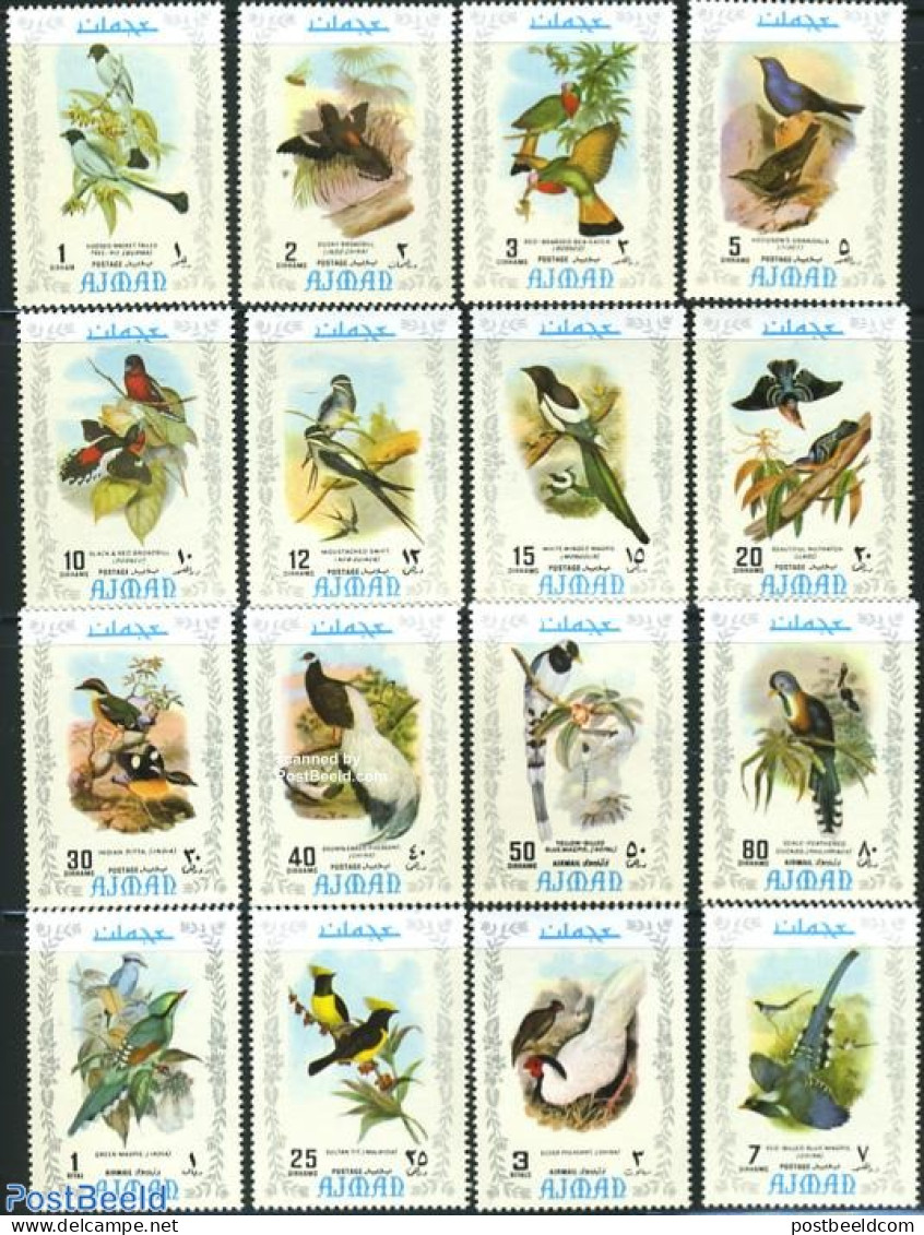Ajman 1971 Exotic Birds 16v, Mint NH, Nature - Birds - Adschman