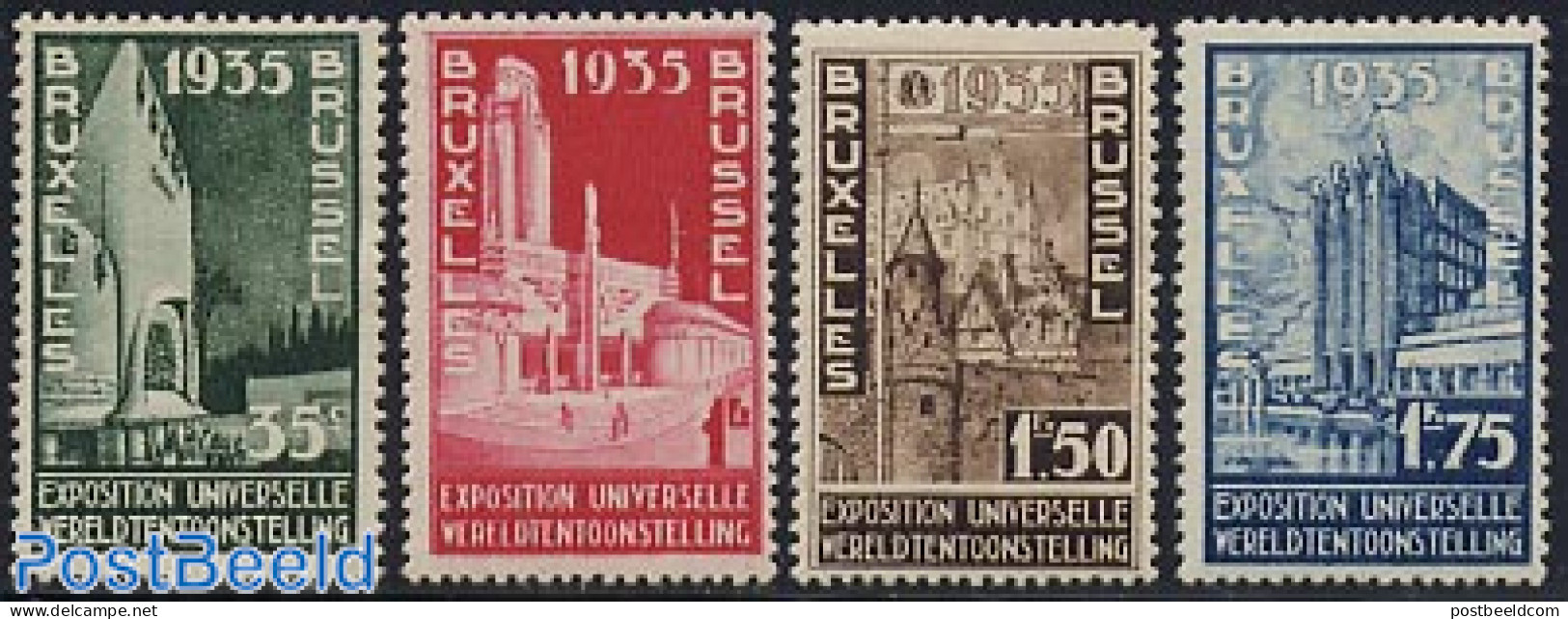 Belgium 1934 World Expo Brussels 4v, Mint NH, Various - World Expositions - Art - Modern Architecture - Unused Stamps