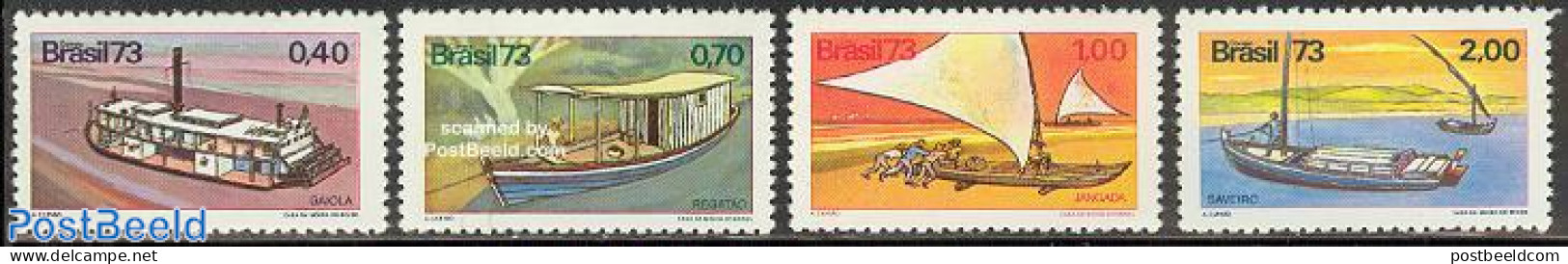 Brazil 1973 Boats 4v, Mint NH, Transport - Ships And Boats - Unused Stamps