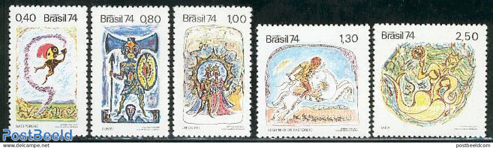Brazil 1974 Fairy Tales 5v, Mint NH, Fairytales - Unused Stamps