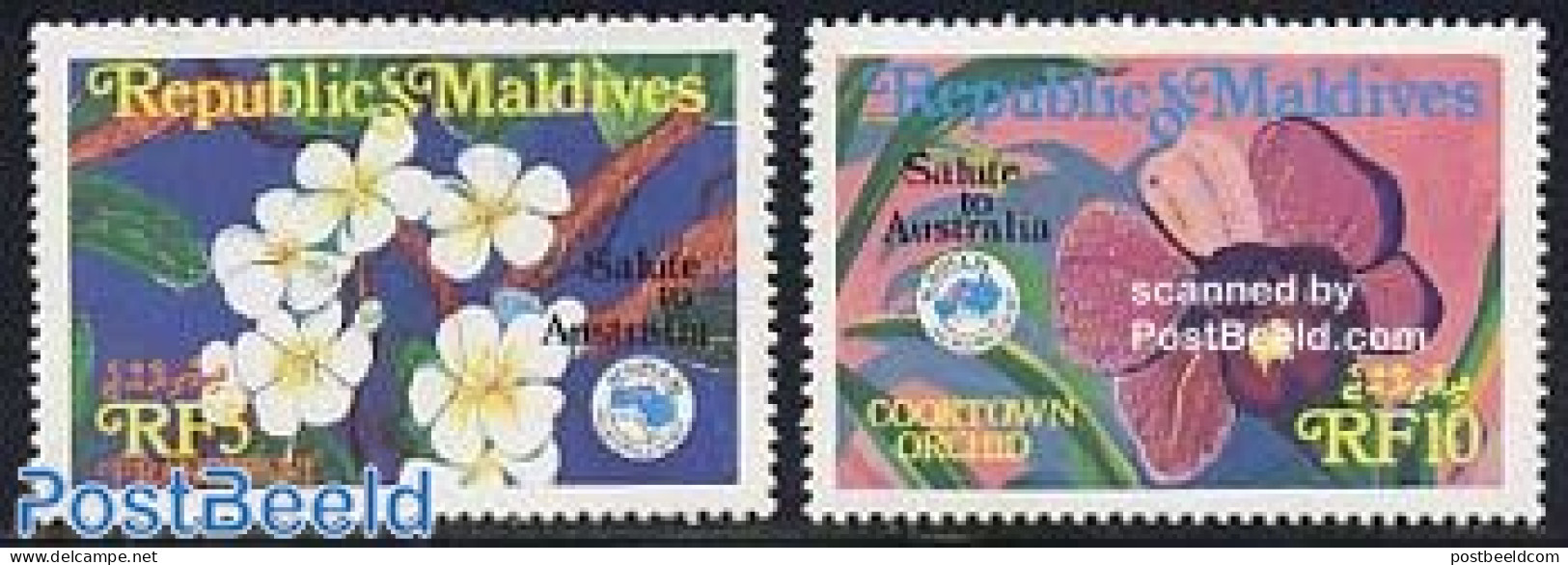 Maldives 1984 Ausipex 84 2v, Mint NH, Nature - Flowers & Plants - Orchids - Philately - Maldives (1965-...)