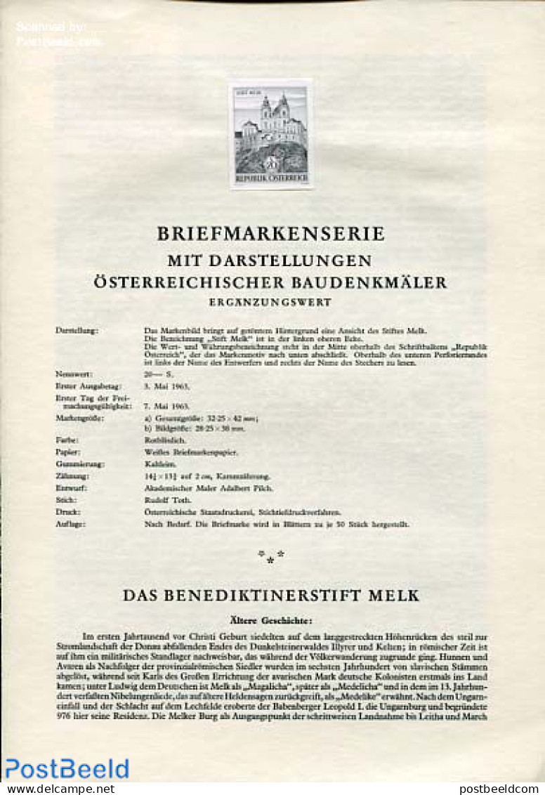 Austria 1963 STIFT MELK 1V  BLACKPRINT, Mint NH - Neufs