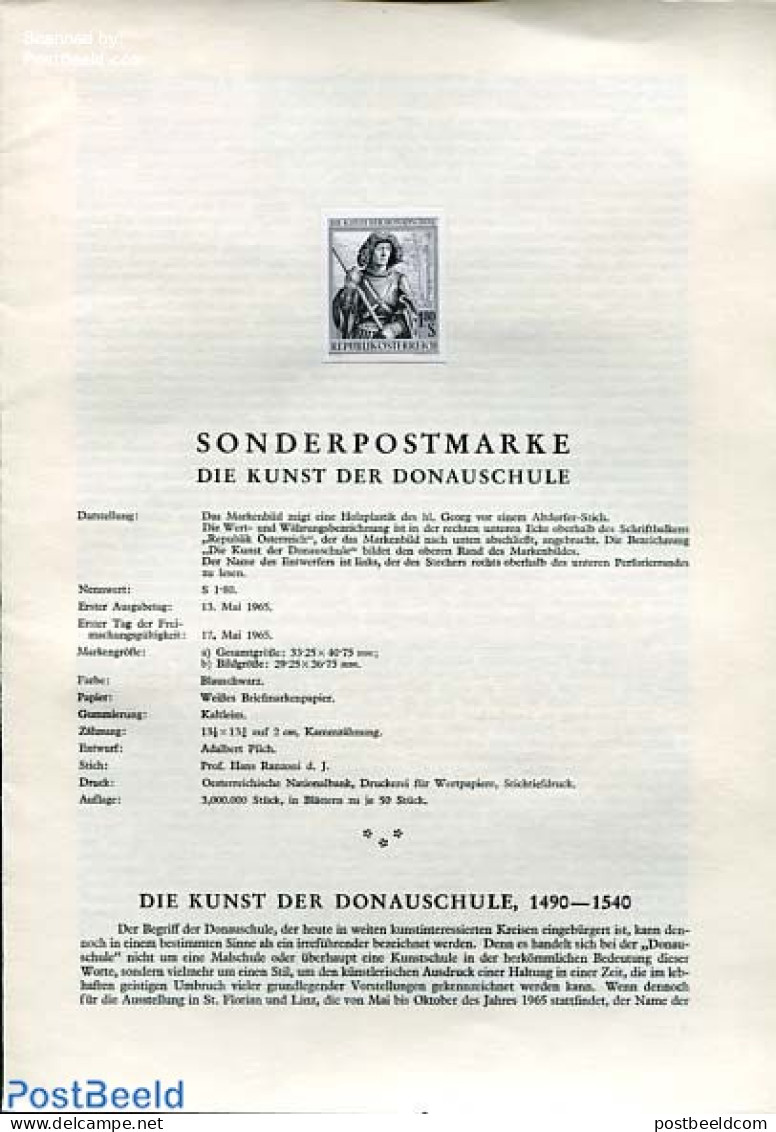 Austria 1965 DONAUSCHULE 1V BLACKPRINT, Mint NH, Art - Paintings - Neufs