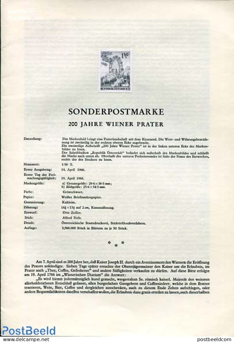 Austria 1966 WIENER PRATER  BLACKPRINT, Mint NH - Ungebraucht