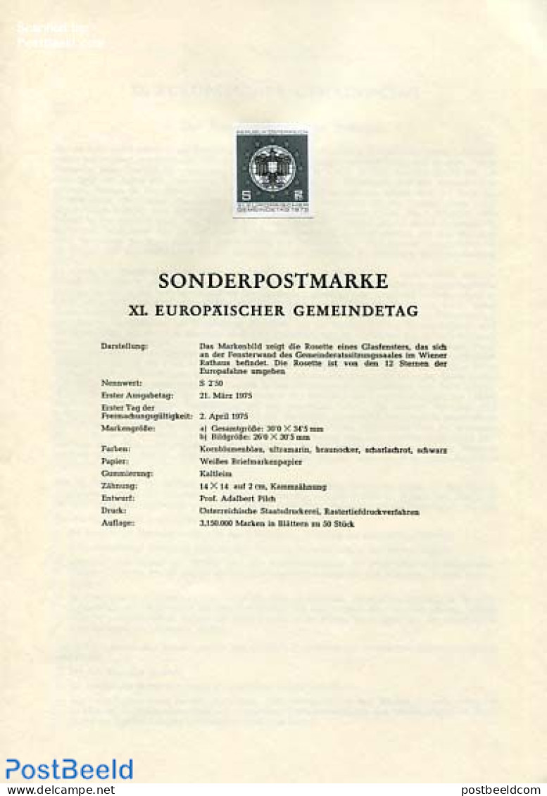 Austria 1975 EUR. COMMUNITI BLACKPRINT, Mint NH, History - Coat Of Arms - Europa Hang-on Issues - Neufs