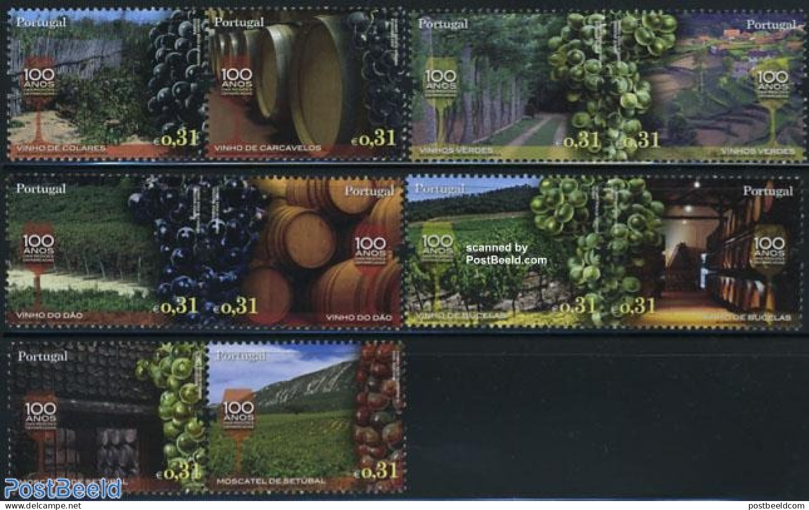 Portugal 2008 Wine 10v (5x[:]), Mint NH, Nature - Various - Fruit - Wine & Winery - Agriculture - Unused Stamps