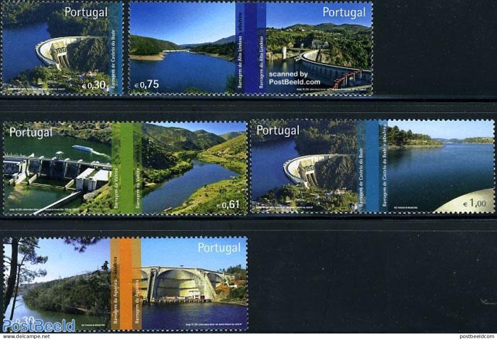Portugal 2007 Dams 5v, Mint NH, Nature - Water, Dams & Falls - Unused Stamps