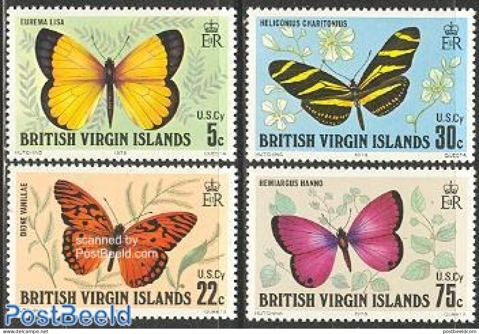 Virgin Islands 1978 Butterflies 4v, Mint NH, Nature - Butterflies - Iles Vièrges Britanniques