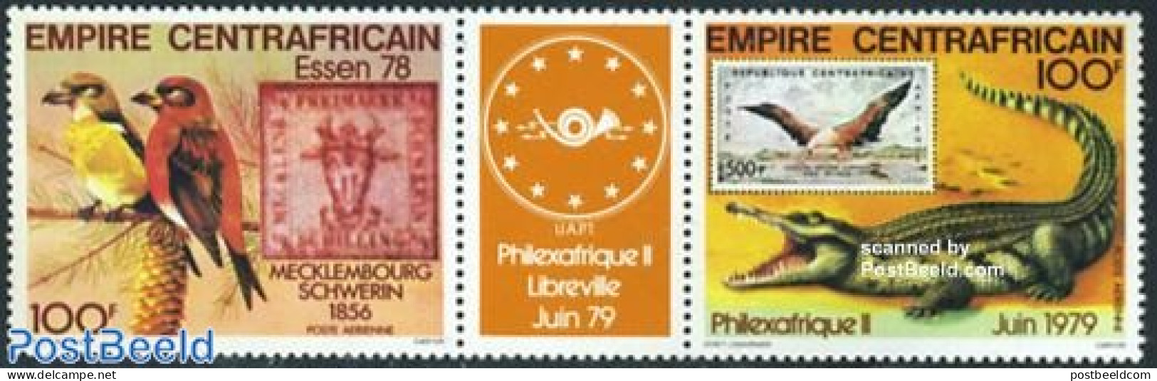 Central Africa 1978 Philexafrique 2v+tab [:T:] (with Orange Tab), Mint NH, Nature - Animals (others & Mixed) - Birds -.. - Briefmarken Auf Briefmarken