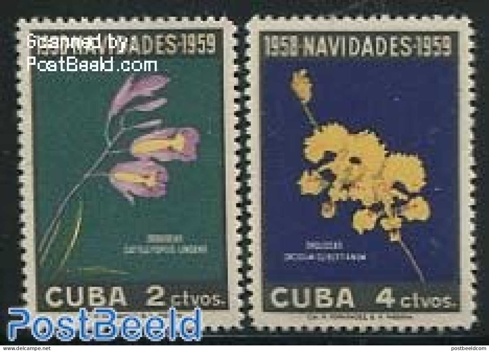 Cuba 1958 Christmas 2v, Mint NH, Nature - Religion - Flowers & Plants - Christmas - Unused Stamps