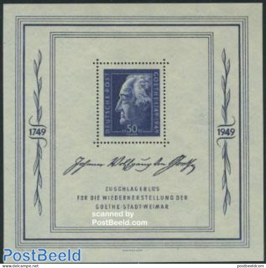 Germany, DDR 1949 Goethe Week S/s, Mint NH, Art - Authors - Unused Stamps